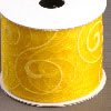 Organza ribbons yellow ornament, 50mm, 6m roll