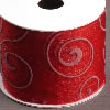 Organza ribbons red ornament, 50mm, 6m roll