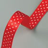 ribbon satin Dots red, 20m Rolle