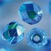 glass facet beads dark aqua, 6mm - 50pcs.