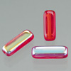 glass bead rectangle flat red AB, 15 x 5 mm