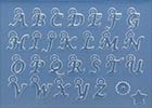 Art Clay soft mold "Alphabet cursive" with small hanger