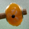 Designers glass bead Big hole "Blume" orange, 1 pc.