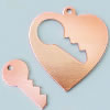 copper pendant heart & key - 2 holes - 2 pcs.