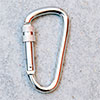 spring hook / carabiner 62mm with screw one-point secured, silver-colured