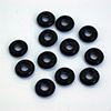 glas bead "ring" big whole black oapque, 3 x 10mm, 12 pcs.