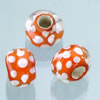 glass beads Big hole "points" orange, 1 pearl