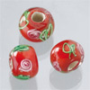 glass beads Big hole "rose" red, 1 bead