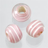 glass beads Big hole "stripes" rose, 1 pearl