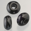 big whole bead "ring" black opaque, 11x17mm, 3 pcs.